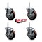 Service Caster 4 Inch Maroon Polyurethane Wheel Swivel 34 Inch Threaded Stem Caster Set with Brake SCC SCC-TS20S414-PPUB-MRN-TLB-34212-4 - alternate 4